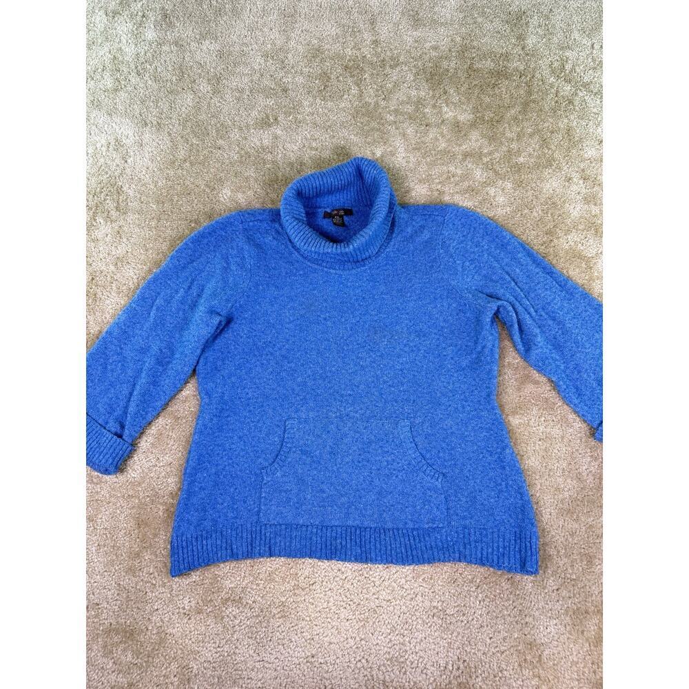 Style & Co Women's Blue Knit Pullover Top Sweater Turtleneck Petite XL PXL E420